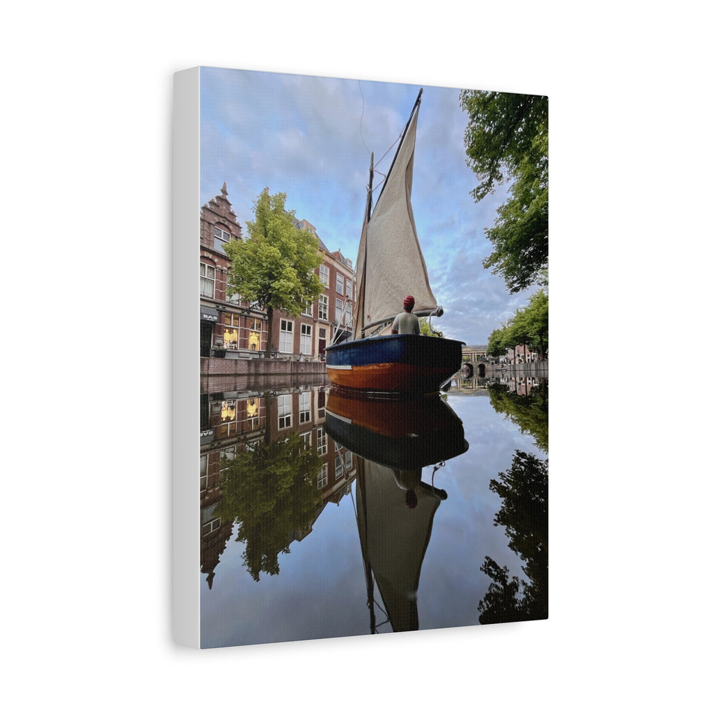 Sailboat Reflection Matte Canvas Print — Stretched Wall Art for Nautical Home Decor