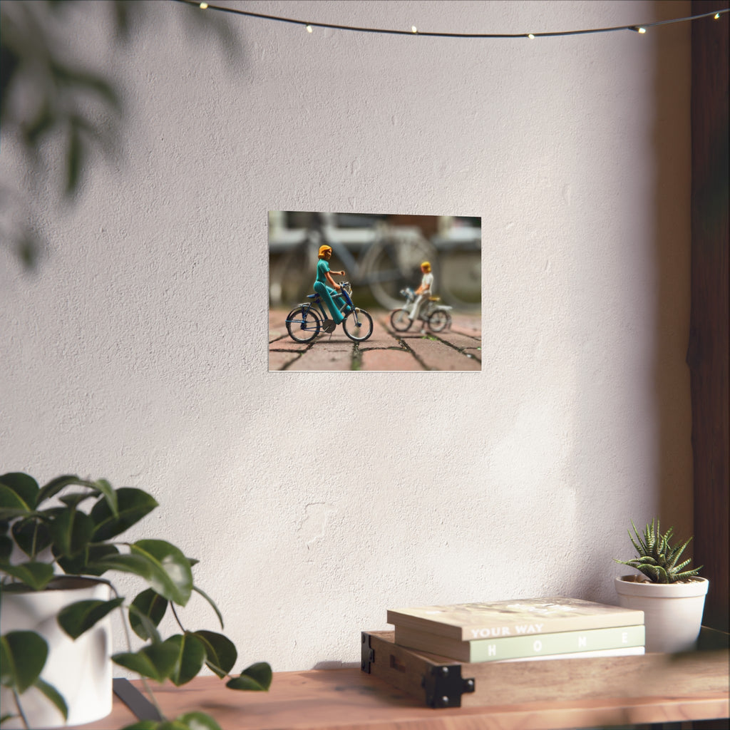 Fine Art Poster — Playful Miniature Bicyclists Wall Art