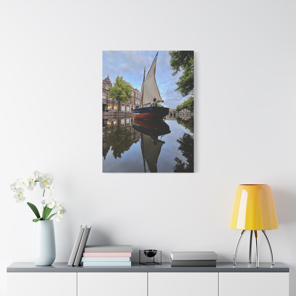 Sailboat Reflection Matte Canvas Print — Stretched Wall Art for Nautical Home Decor