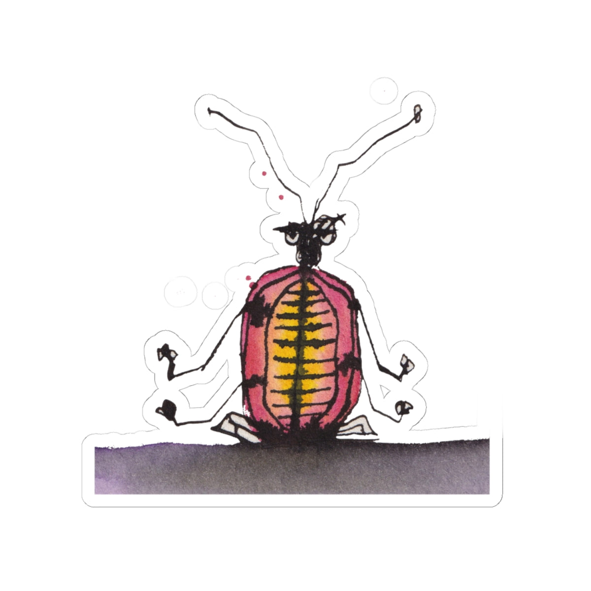 Whimsical Pink Beetle Kiss-Cut Sticker — Hand-Drawn Bug Laptop Decal