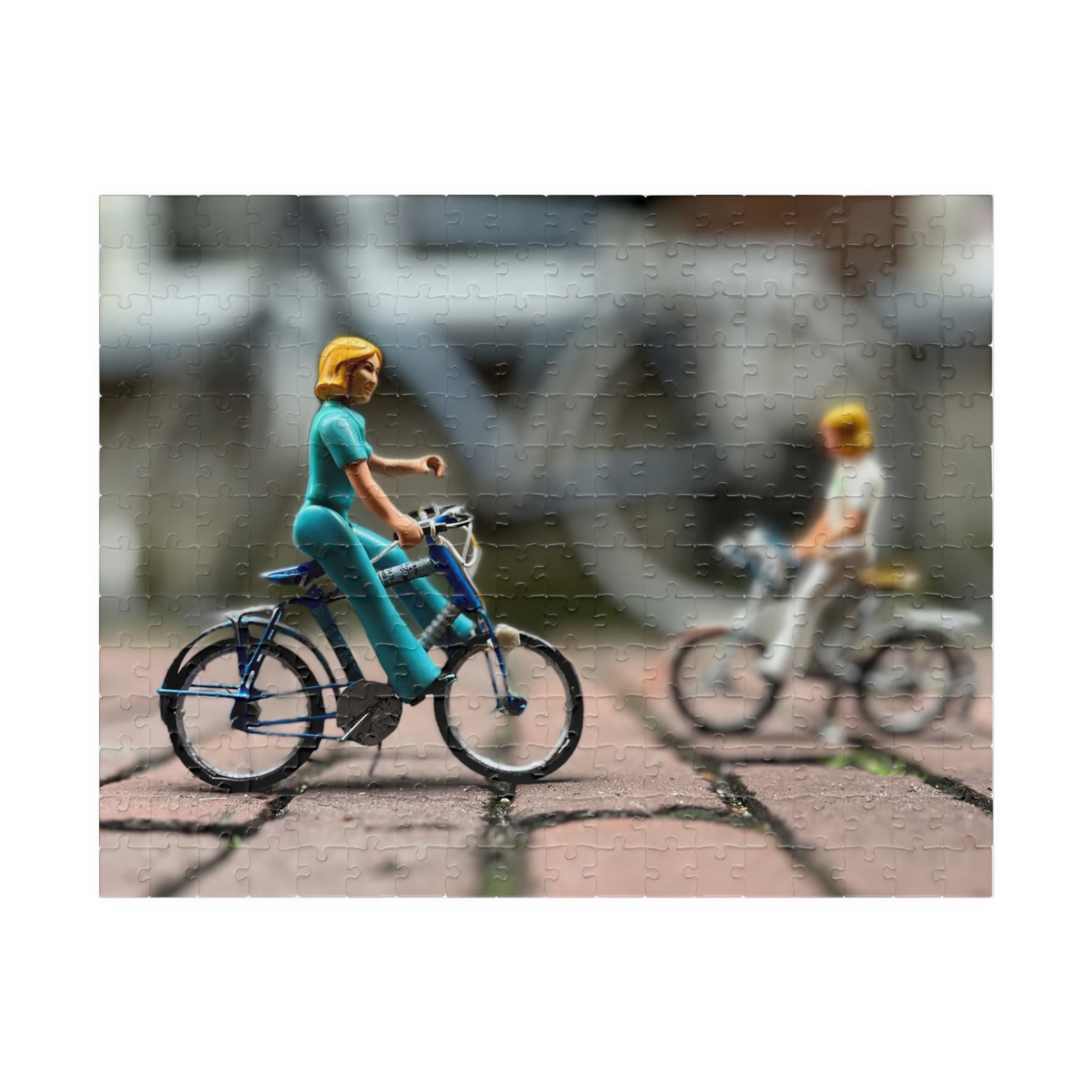 Miniature Cyclists Jigsaw Puzzle — Vintage Toy Bike Scene