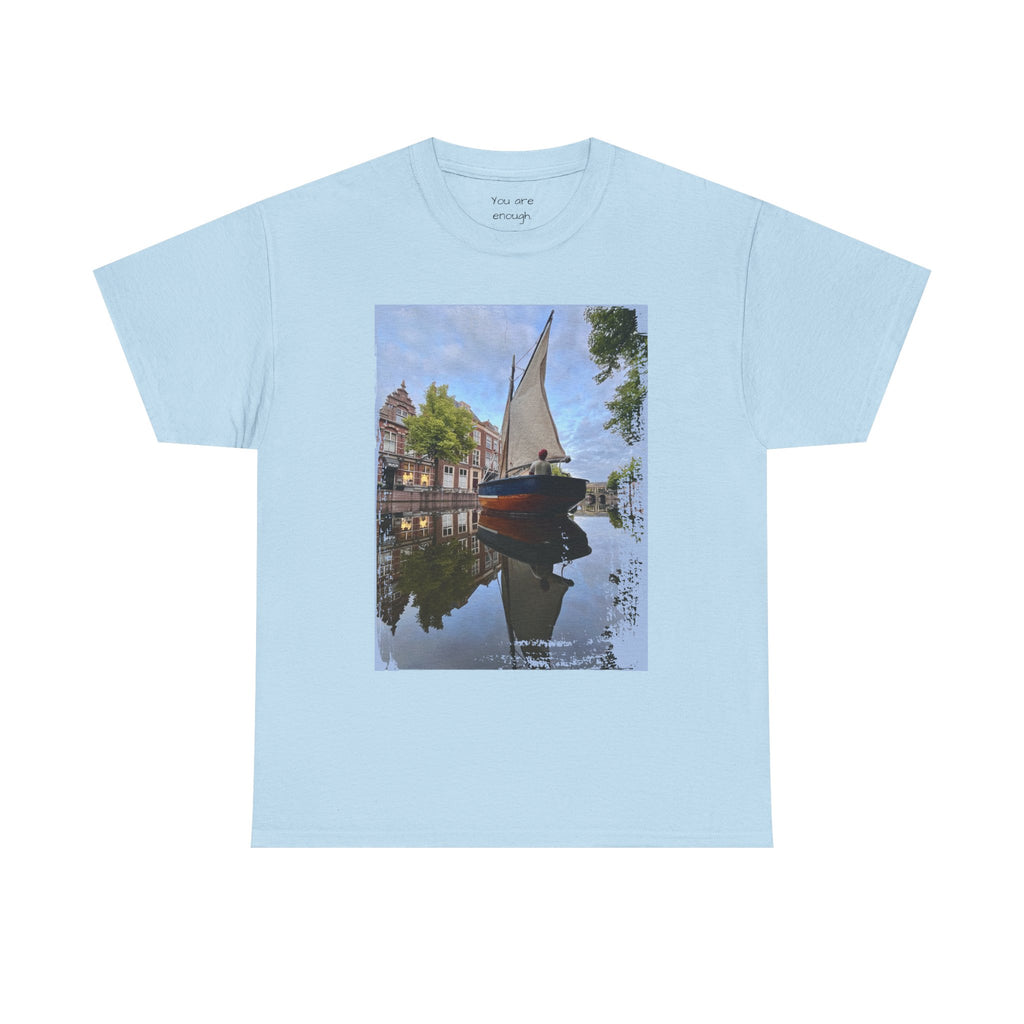 Sailboat Canal Photo Tee — Scenic Nautical T‑Shirt