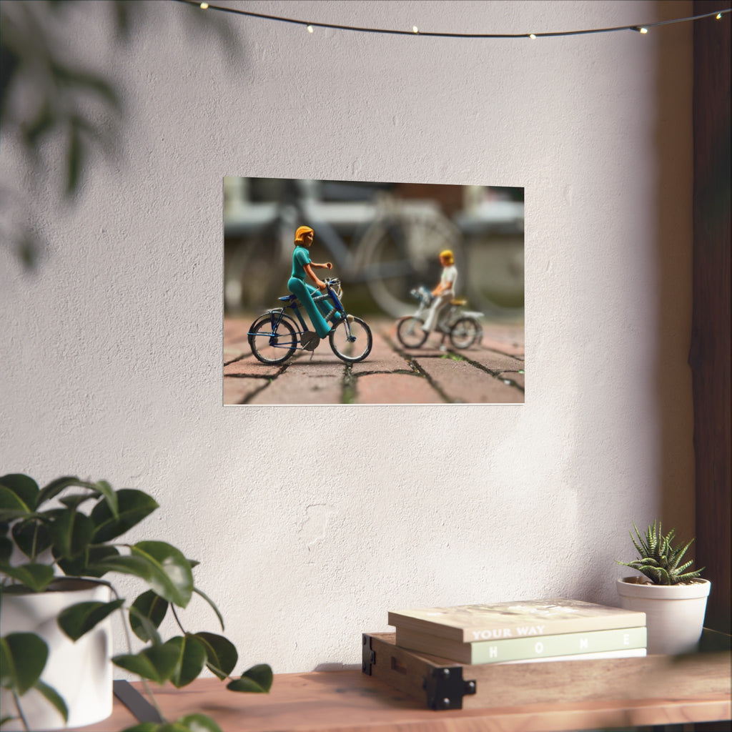 Fine Art Poster — Playful Miniature Bicyclists Wall Art