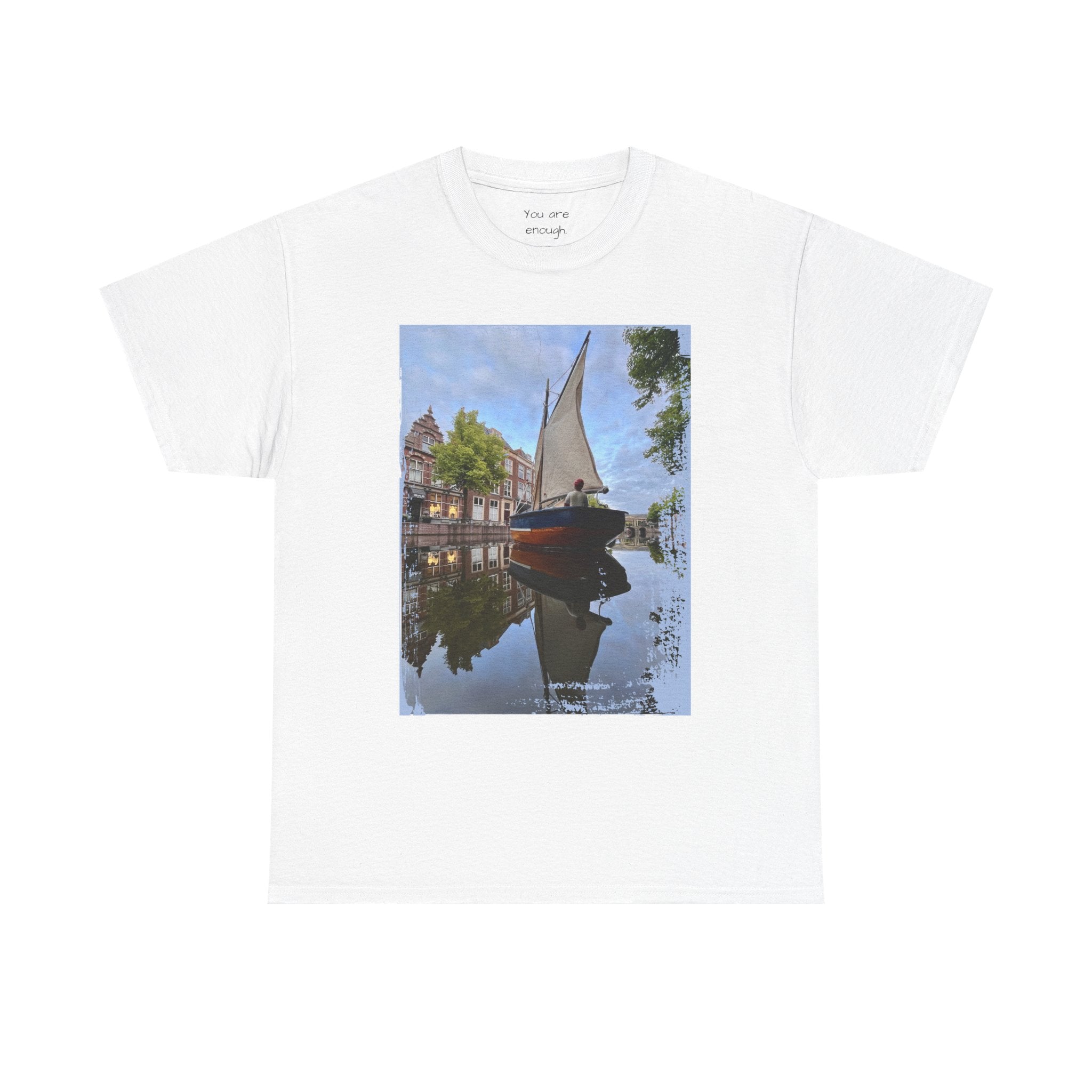 Sailboat Canal Photo Tee — Scenic Nautical T‑Shirt