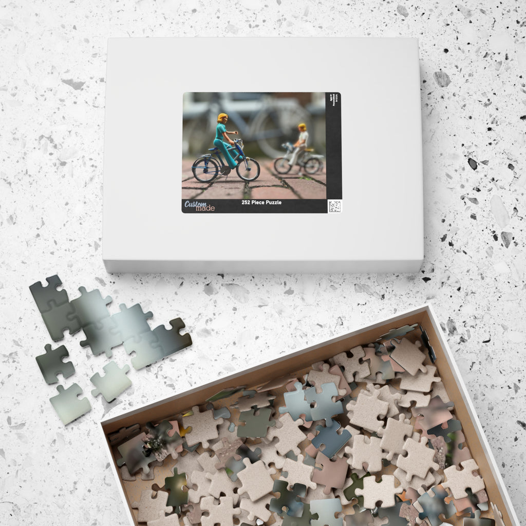 Miniature Cyclists Jigsaw Puzzle — Vintage Toy Bike Scene