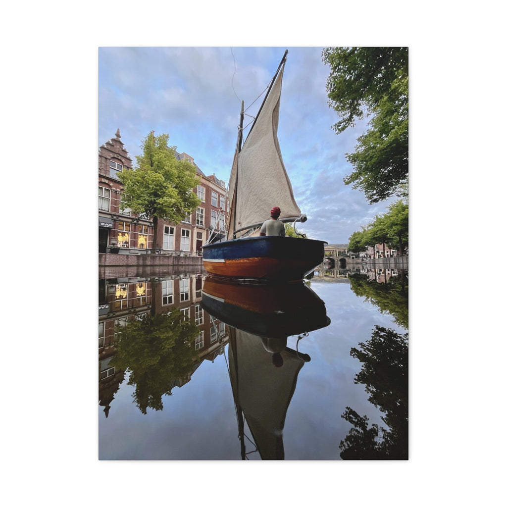 Sailboat Reflection Matte Canvas Print — Stretched Wall Art for Nautical Home Decor