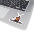 Whimsical Pink Beetle Kiss-Cut Sticker — Hand-Drawn Bug Laptop Decal