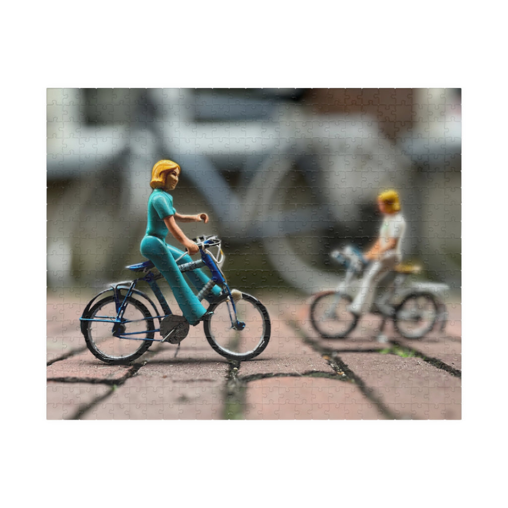 Miniature Cyclists Jigsaw Puzzle — Vintage Toy Bike Scene