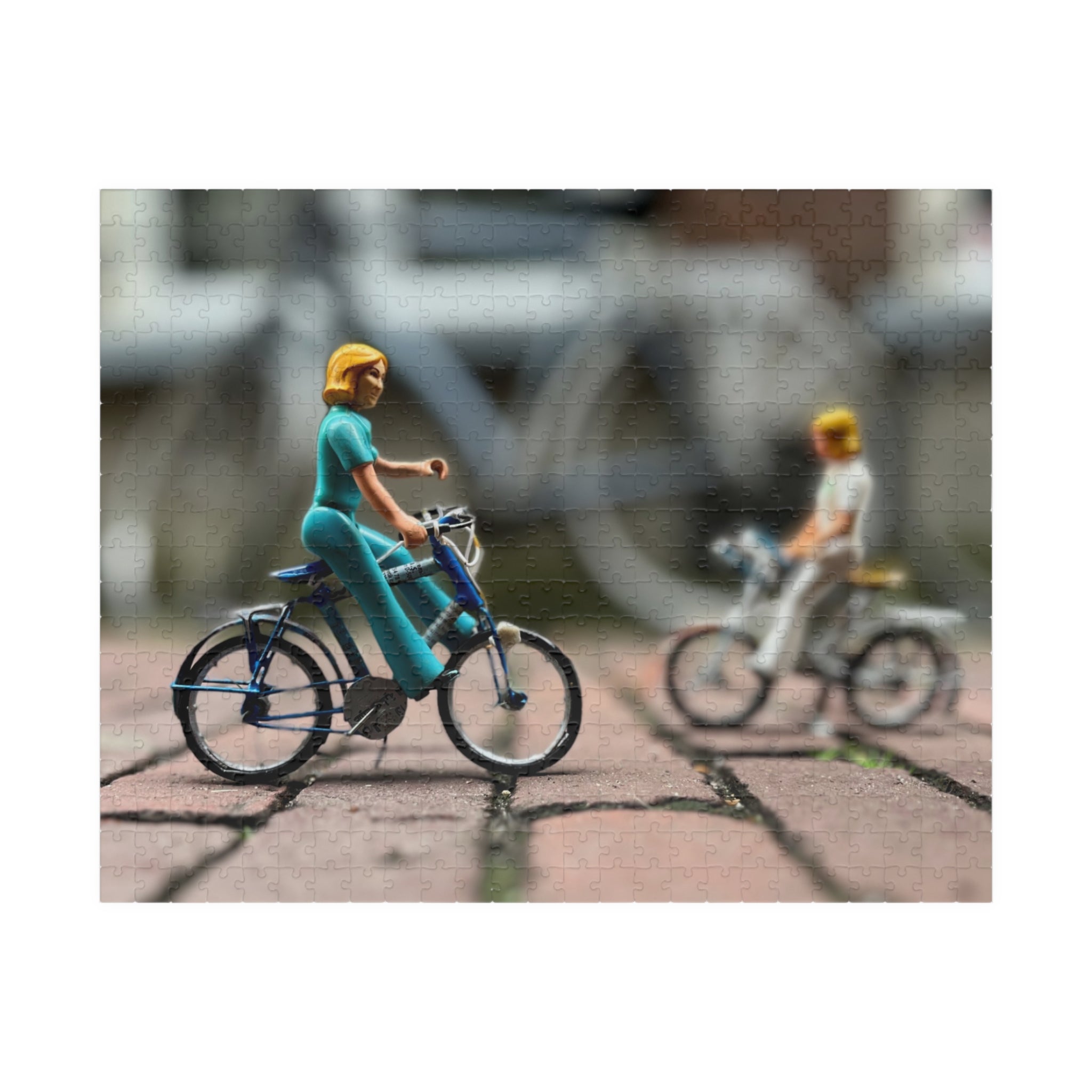 Miniature Cyclists Jigsaw Puzzle — Vintage Toy Bike Scene