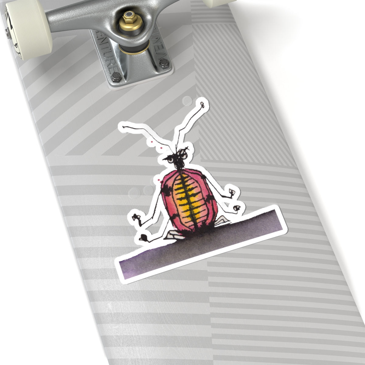 Whimsical Pink Beetle Kiss-Cut Sticker — Hand-Drawn Bug Laptop Decal