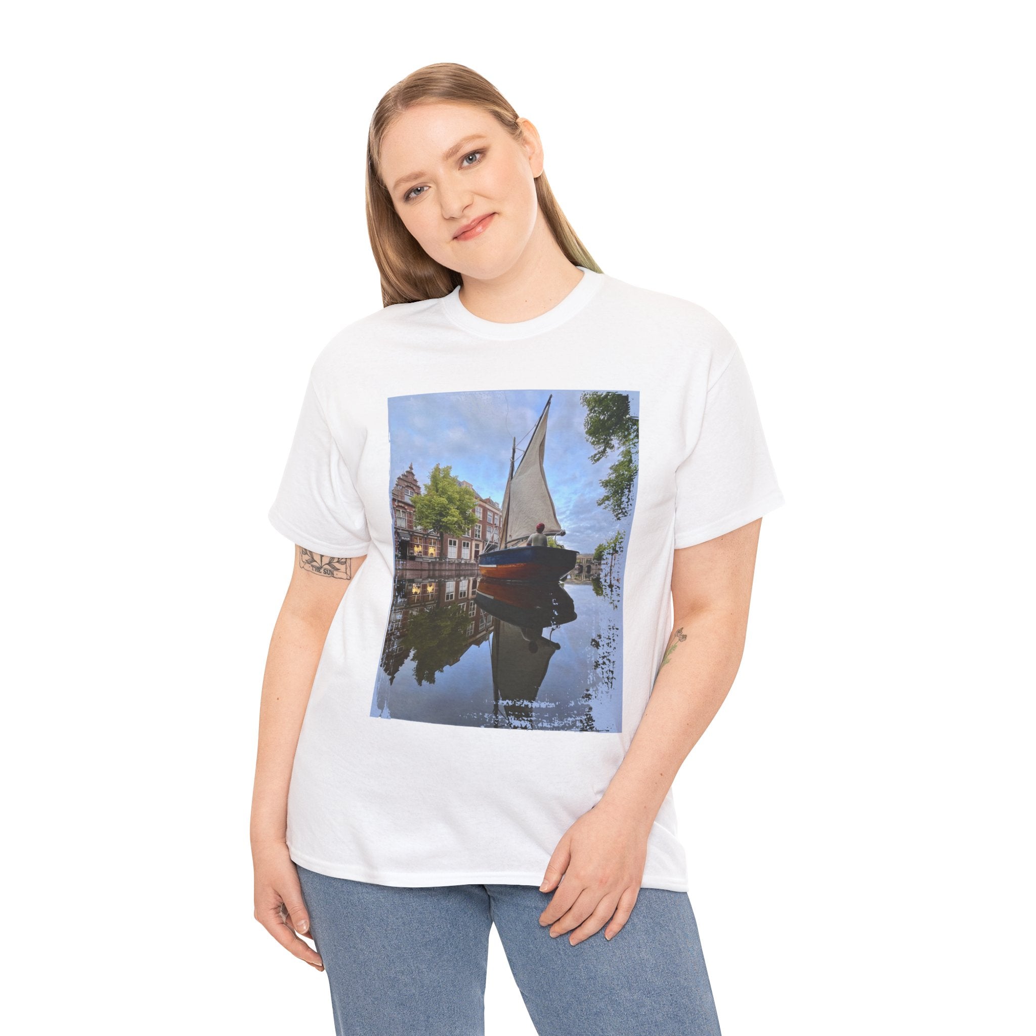 Sailboat Canal Photo Tee — Scenic Nautical T‑Shirt