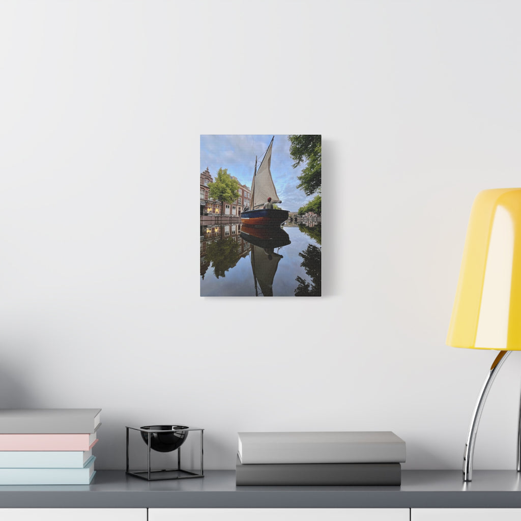 Sailboat Reflection Matte Canvas Print — Stretched Wall Art for Nautical Home Decor