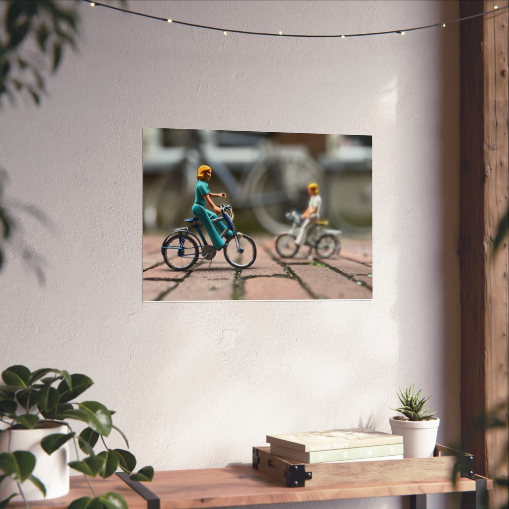 Fine Art Poster — Playful Miniature Bicyclists Wall Art