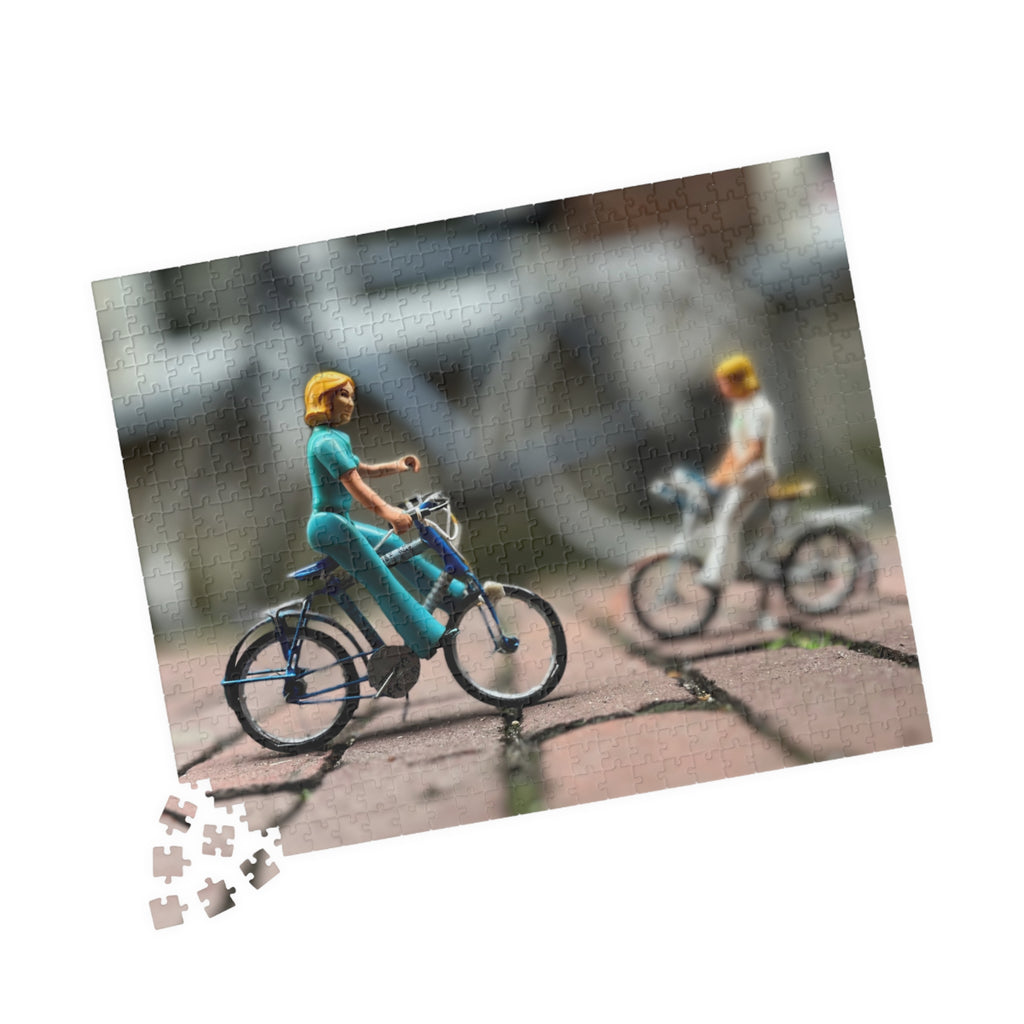 Miniature Cyclists Jigsaw Puzzle — Vintage Toy Bike Scene