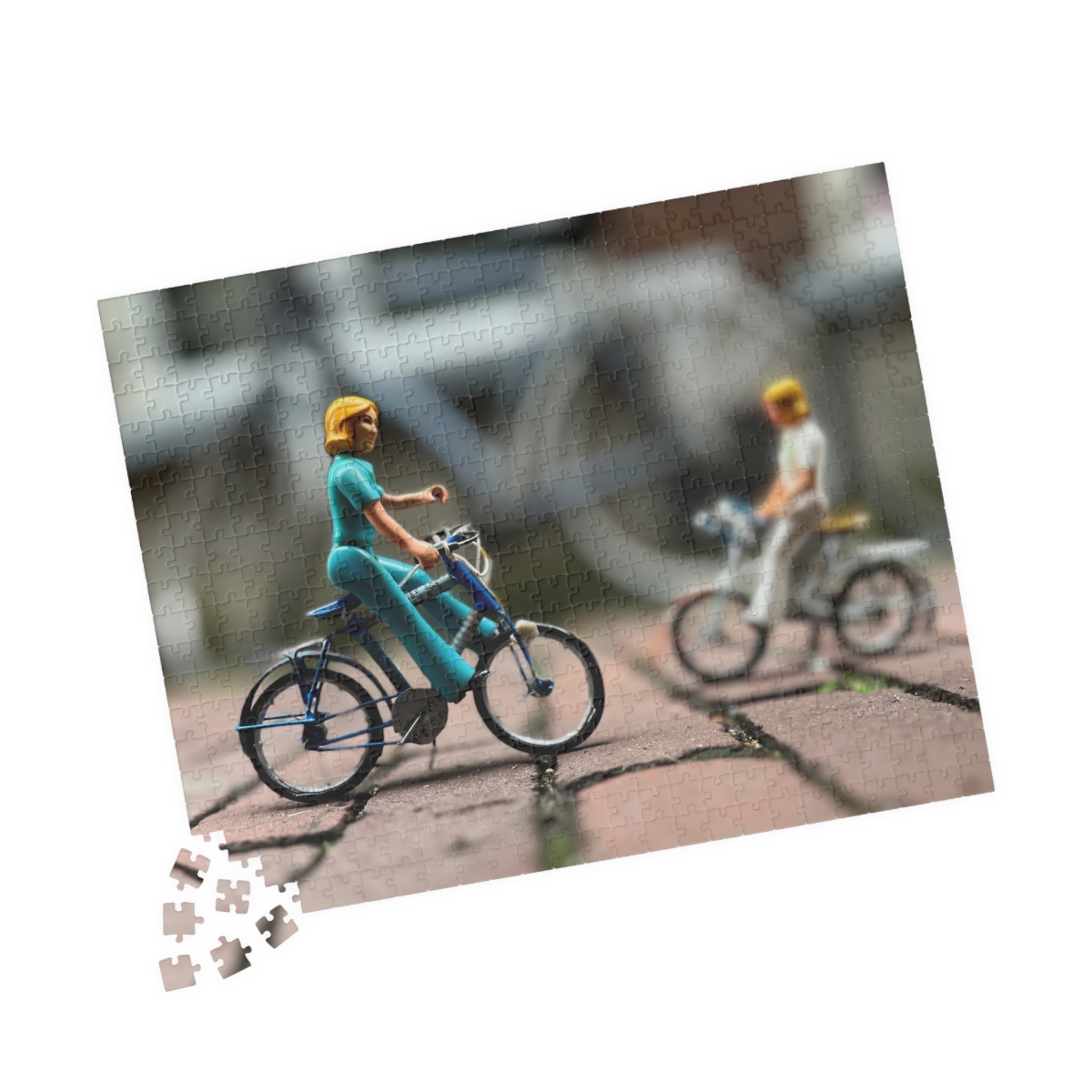 Miniature Cyclists Jigsaw Puzzle — Vintage Toy Bike Scene