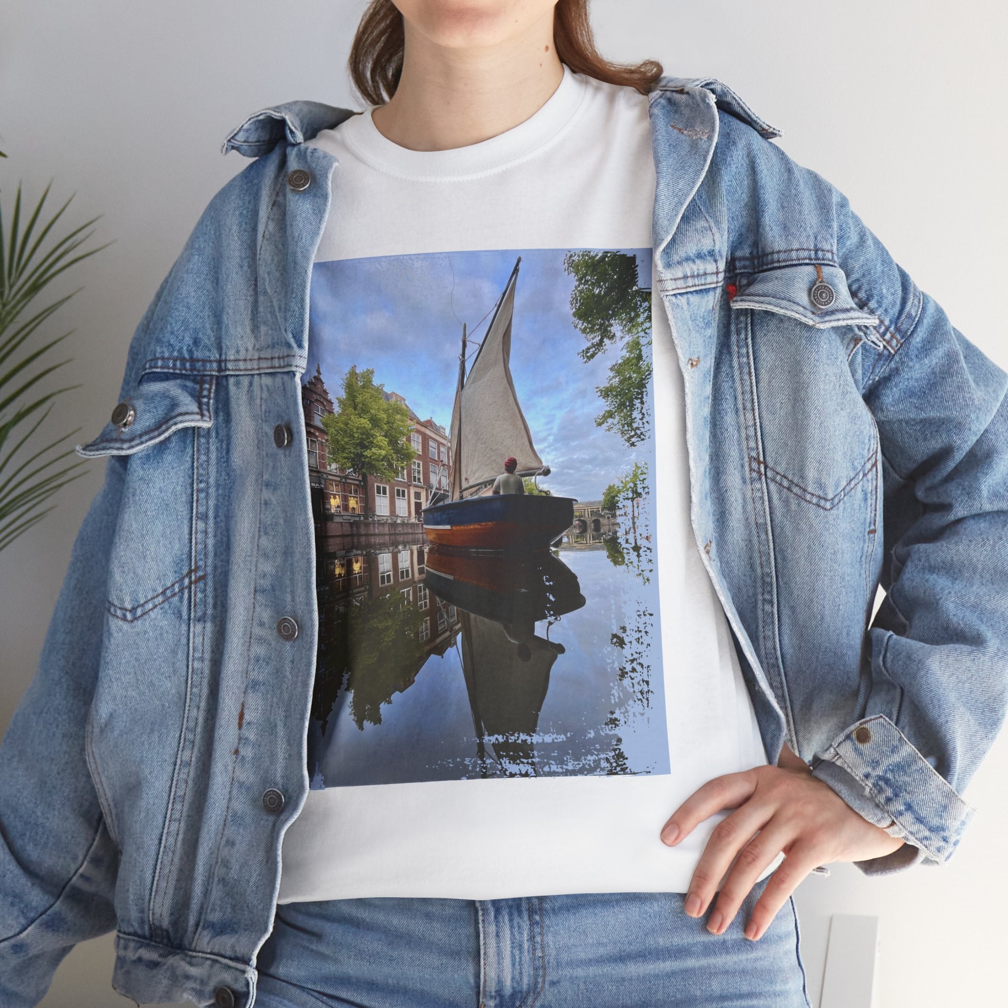 Sailboat Canal Photo Tee — Scenic Nautical T‑Shirt