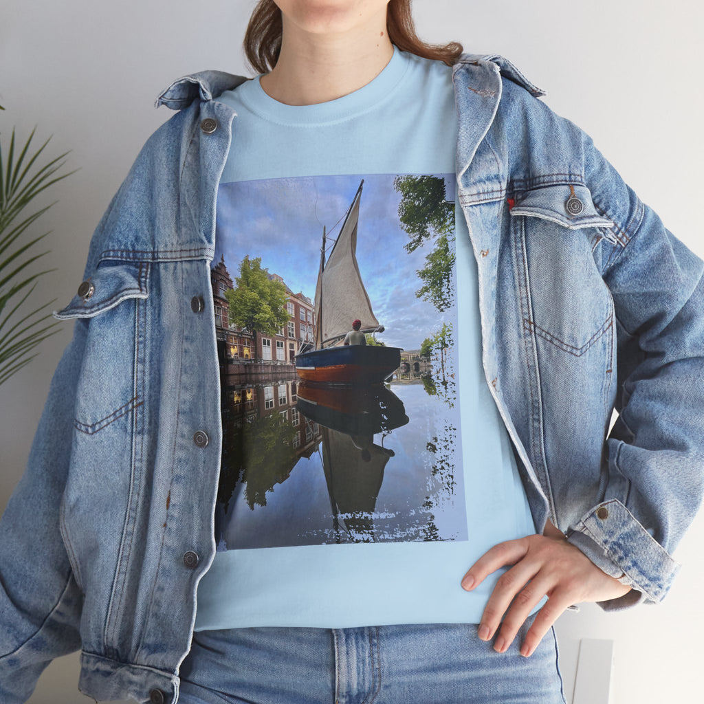 Sailboat Canal Photo Tee — Scenic Nautical T‑Shirt