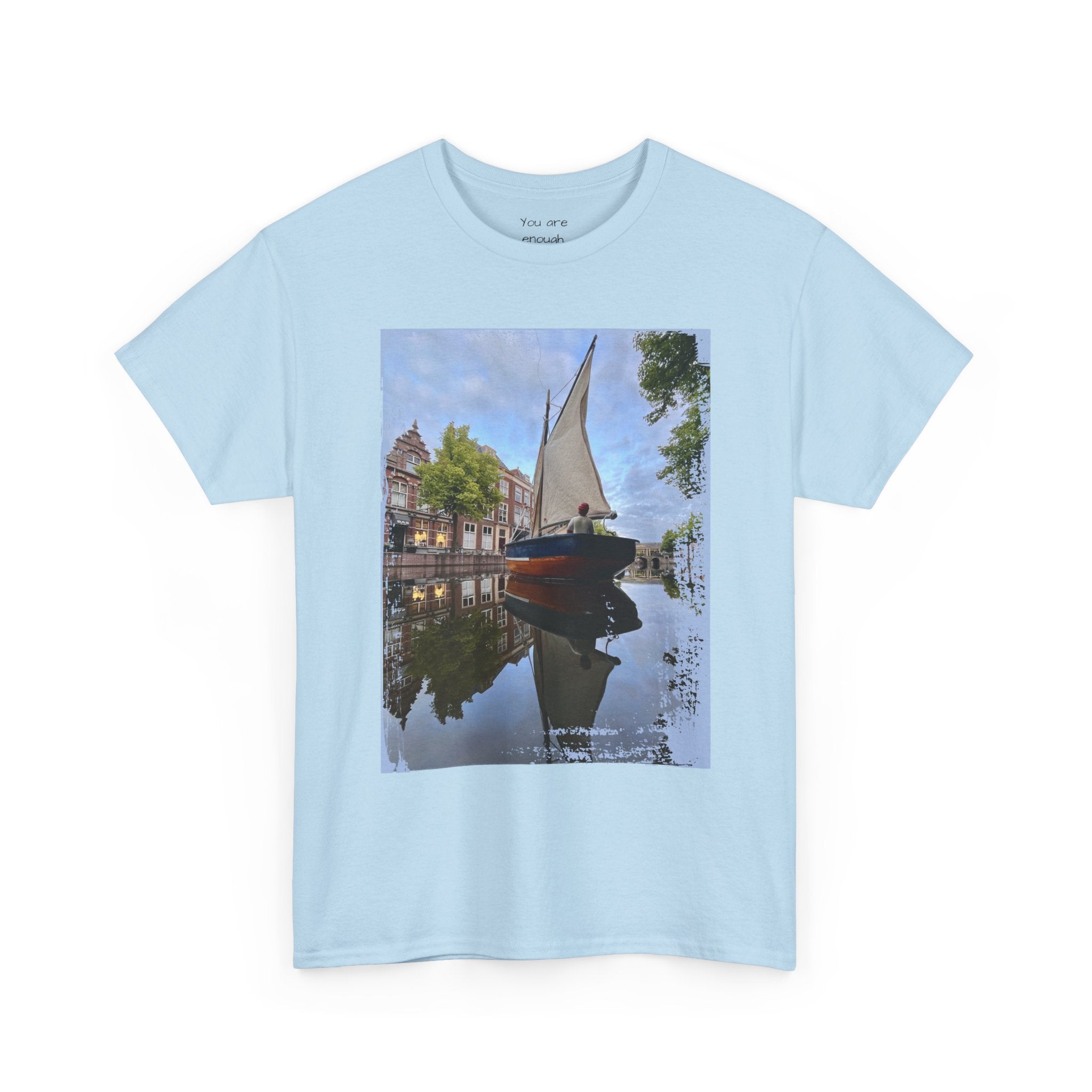 Sailboat Canal Photo Tee — Scenic Nautical T‑Shirt