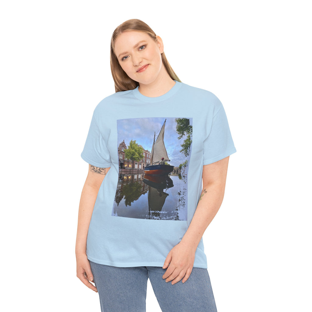 Sailboat Canal Photo Tee — Scenic Nautical T‑Shirt